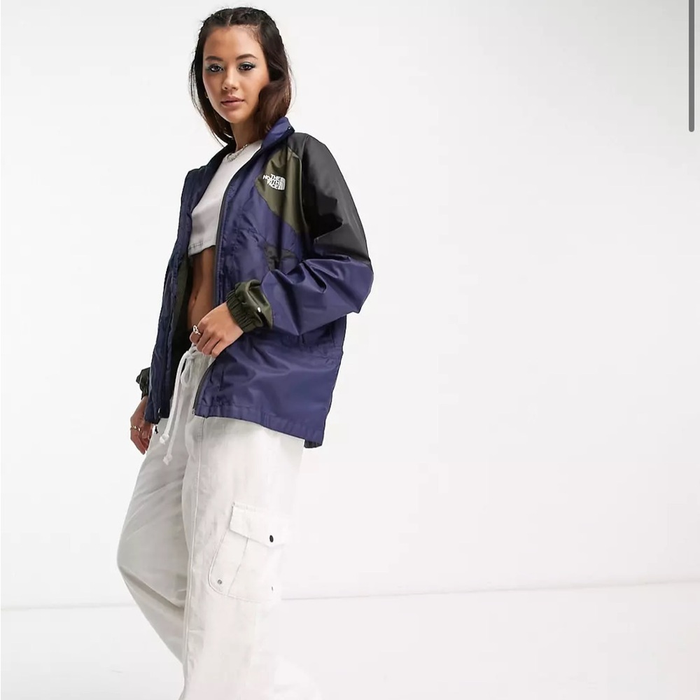 The North Face TNF X Windbreaker Jacket Green Summit Navy - Picture 6 of 10